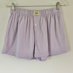 Oddli Lavender Purple Gingham Pull-On Boxer Style Shorts Size S/M